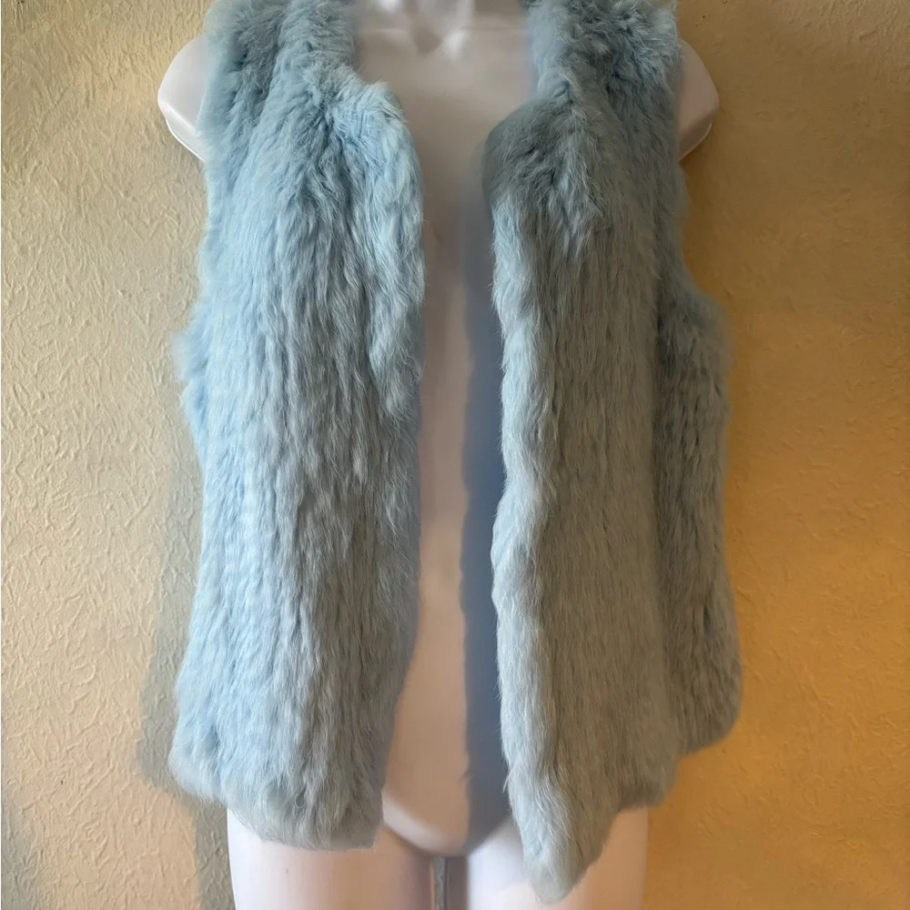 525 America Luxe Women's Rabbit Fur Vest in Light Blue‎